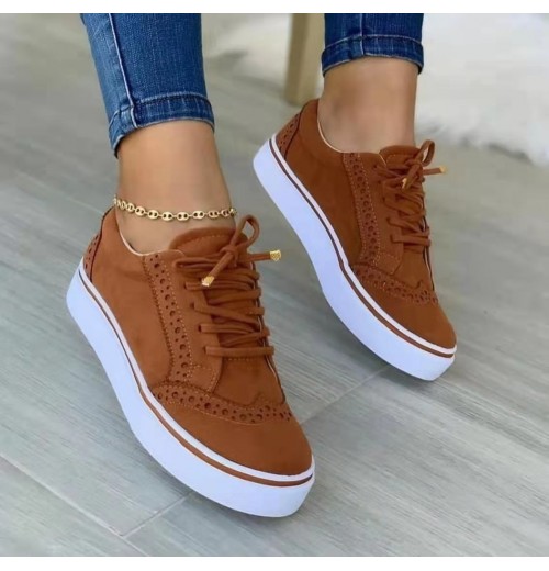 Women's Low-cut Brown Retro Suede Hollow Lace Up Leather Custom Shoes Sport Running Shoes Ladies Sneakers Casual Shoes For Women Women's Low-cut Brown Retro Suede Hollow Lace Up Leather Custom Shoes Sport Running Shoes Ladies Sneakers Casual Shoes For Women