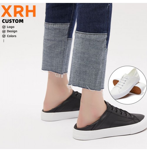 Wholesale New Solid Color Custom Logo White PU Slip On Low Top Unisex Walking Style Shoes For Women New Style Wholesale New Solid Color Custom Logo White PU Slip On Low Top Unisex Walking Style Shoes For Women New Style